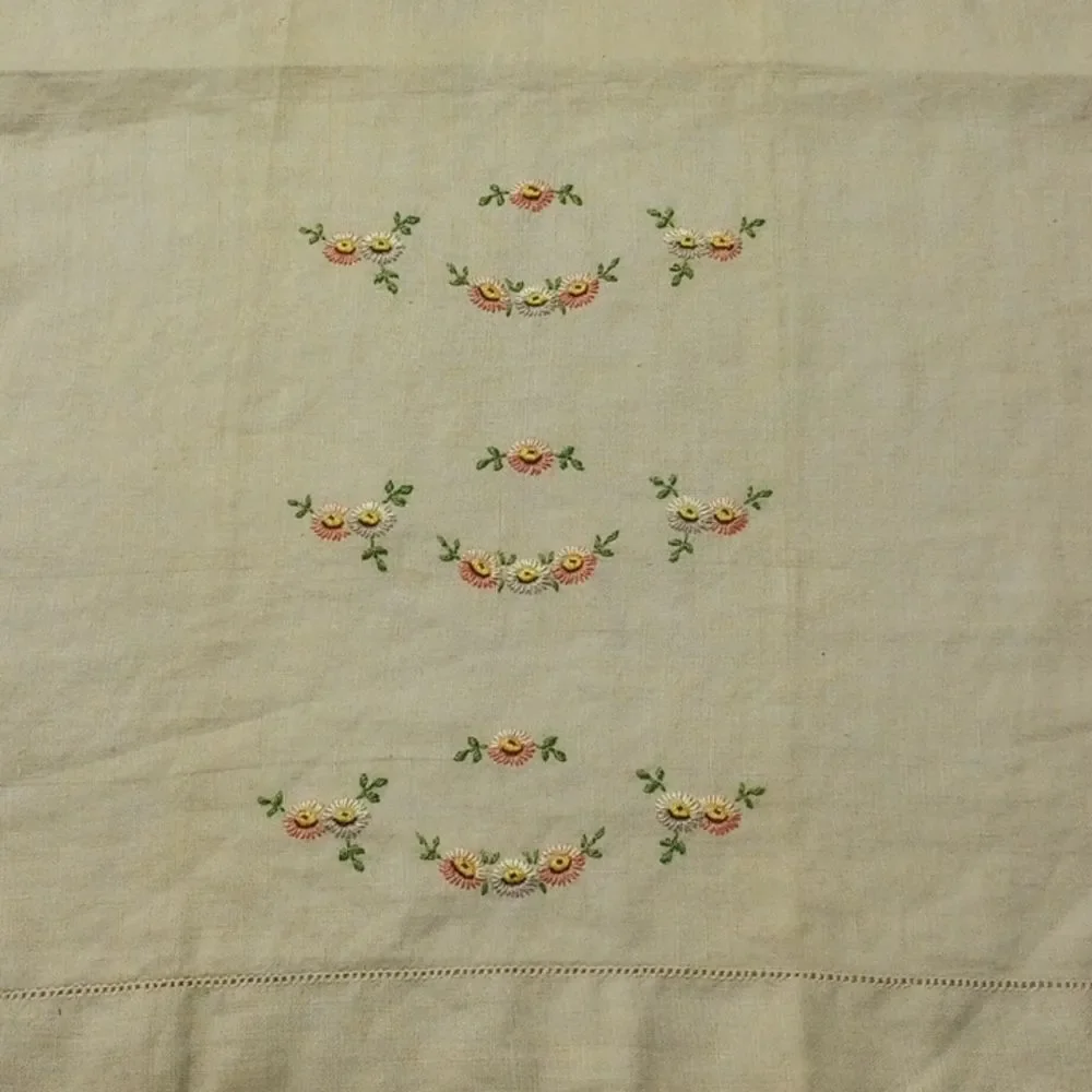 Set of Three Vintage Hand Embroidered Cloth Place Mats